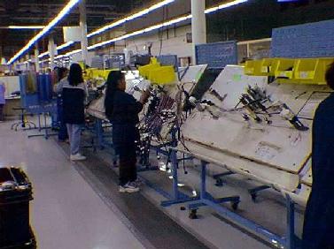 Assembly line to make automotive harnesses